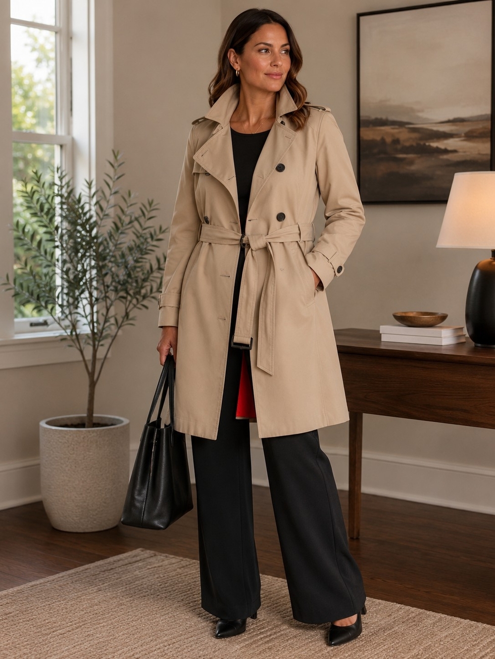 Classic Beige Trench Coat with Belt
